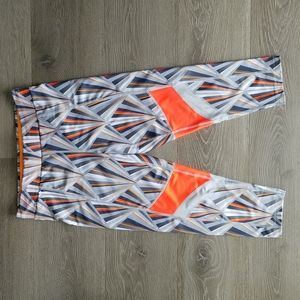 Y.A.S Grey & Orange Cropped Leggings - XS